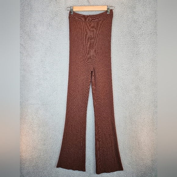 Aeron Womens Egon Brown/Rust Ribbed Knit Flare Pants Sz M Casual Comfort Cozy - Picture 7 of 13